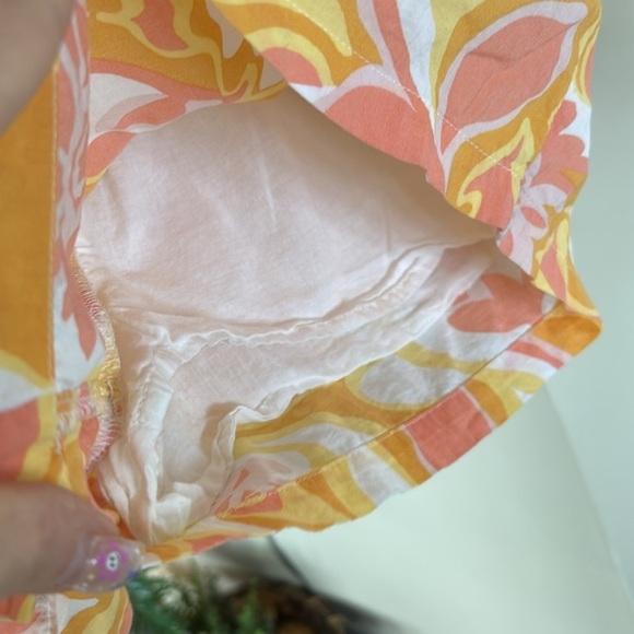 BP Nordstrom Smocked Waist Retro Hippie Shorts Yellow Pink Floral Lined Boho - Picture 12 of 14